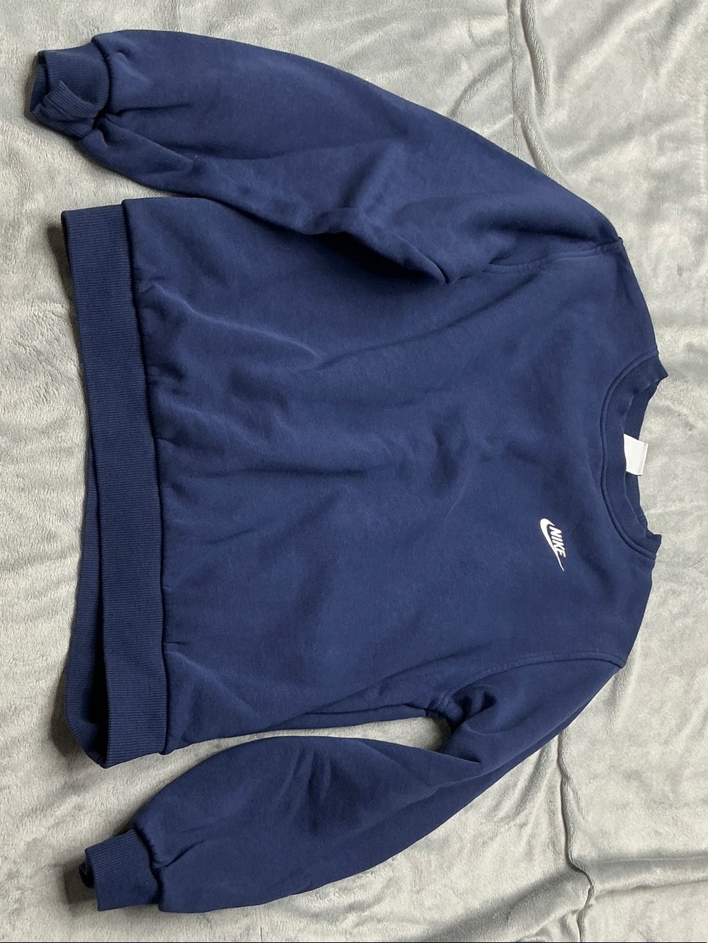 Nike Navy Crew Sweatshirt with White Swoosh - Kids